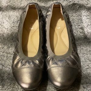 Metallic grey flats